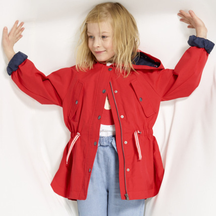 Parka enduite deperlante a capuche rouge fille OKAIDI Comparateur Avis Prix