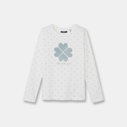 Avis T-shirt à message blanc fille OKAIDI 1