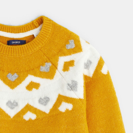 Avis Pull jacquard cœurs jaune fille OKAIDI 3