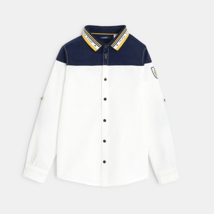 Avis Chemise originale en popeline bicolore blanche garçon OKAIDI 2