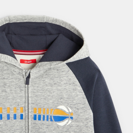 Avis Sweat zippé à capuche bicolore gris garçon OKAIDI 2