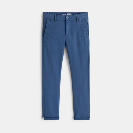 Avis Pantalon chino en twill de coton uni bleu garçon OKAIDI 1