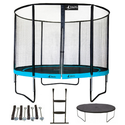 Avis Trampoline de jardin rond 305 cm + filet + échelle + bâche + kit ancrage PUNCHI Kangui 1