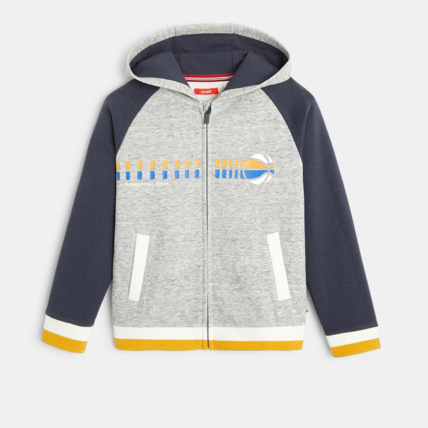 Avis Sweat zippé à capuche bicolore gris garçon OKAIDI 1