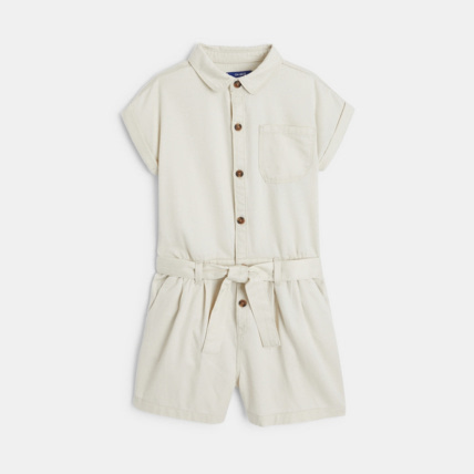Avis Combishort en toile unie blanc fille OKAIDI 1