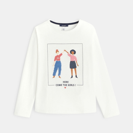 Avis T-shirt manches longues à message "Here come the girls" fille OKAIDI 1