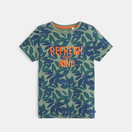 Avis T-shirt imprimé à message brodé vert garçon OKAIDI 1