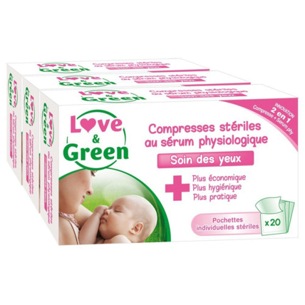 Avis Compresses stériles au Sérum Physiologique Love & Green 1
