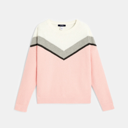 Avis Pull jacquard col rond rose fille OKAIDI 1
