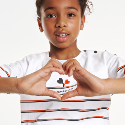Avis T-shirt marinière rayé bleu fille OKAIDI 1