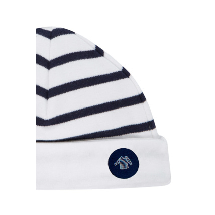 Avis Bonnet "Morgan" Baby - coton épais - Blanc/Navire ARMOR-LUX 2