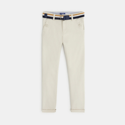 Avis Pantalon chino ceinturé en toile beige garçon OKAIDI 1