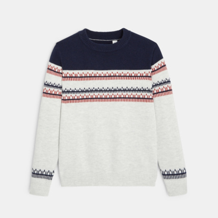 Avis Pull jacquard col rond blanc garçon OKAIDI 2