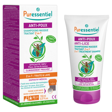Avis Shampooing anti-poux masque traitant 2 en 1 avec peigne PURESSENTIEL 1