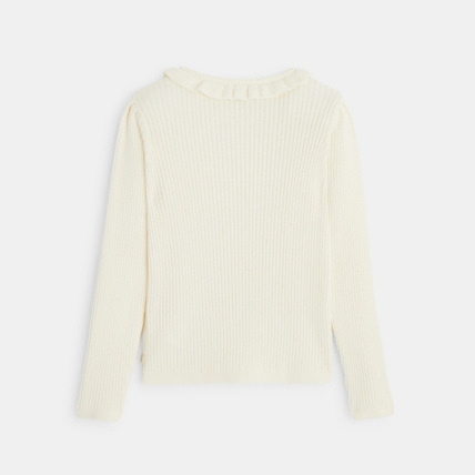 Avis Pull côtelé à col collerette blanc fille OKAIDI 3