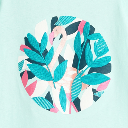 Avis T-shirt à manches papillon motif Flamant Rose fille OKAIDI 2