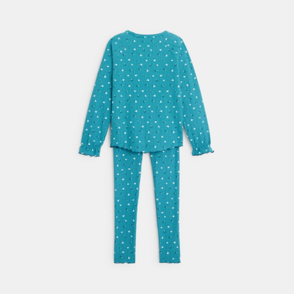Avis Pyjama 2 pièces en jersey imprimé petites fleurs bleu fille OKAIDI 4