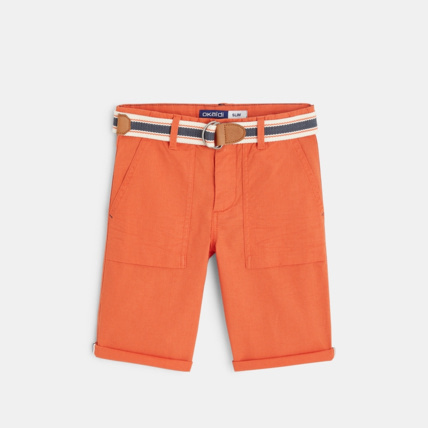 Avis Bermuda slim en toile + ceinture orange garçon OKAIDI 1