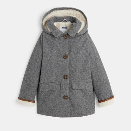 Avis Manteau chevron doublure moumoute gris fille OKAIDI 1