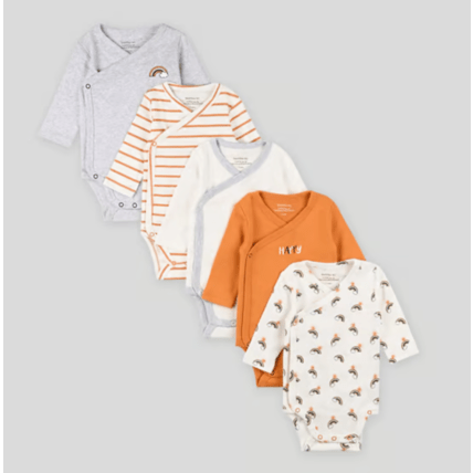 Avis Lot de 5 bodies croisés, manches longues en coton bio Bout'Chou MONOPRIX 1