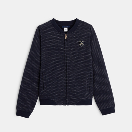 Avis Sweat zippé à pois irisés bleu fille OKAIDI 1
