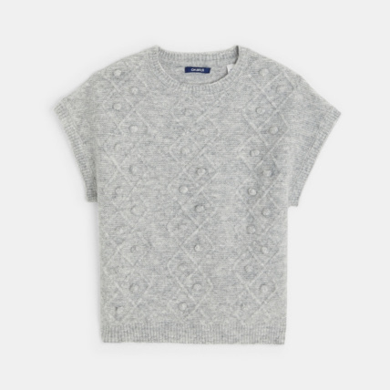 Avis Pull torsadé à manches courtes gris fille OKAIDI 1