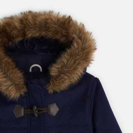 Avis Manteau de ville caban à capuche bleu fille OKAIDI 3