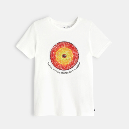 Avis T-shirt manches courtes à sequins magiques beige garçon OKAIDI 1