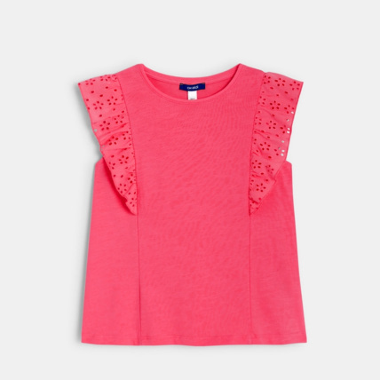 Avis T-shirt détail broderie anglaise rose fille OKAIDI 2