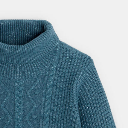 Avis Robe-pull torsadée col roulé bleue fille OKAIDI 2