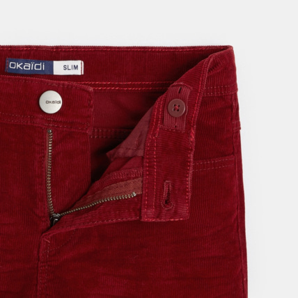 Avis Pantalon slim en velours stretch rouge garçon OKAIDI 3