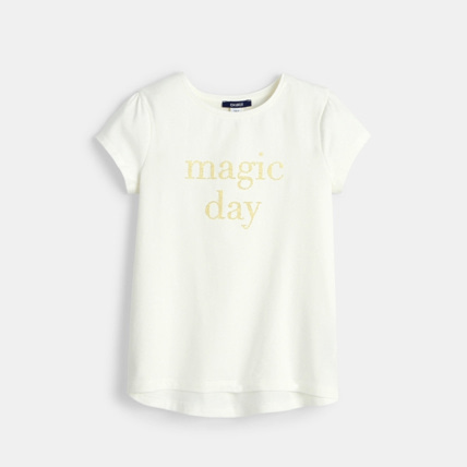 Avis T-shirt à message blanc fille OKAIDI 1