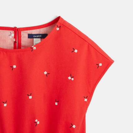 Avis Robe imprimé fleurs et coeurs rouge fille OKAIDI 4