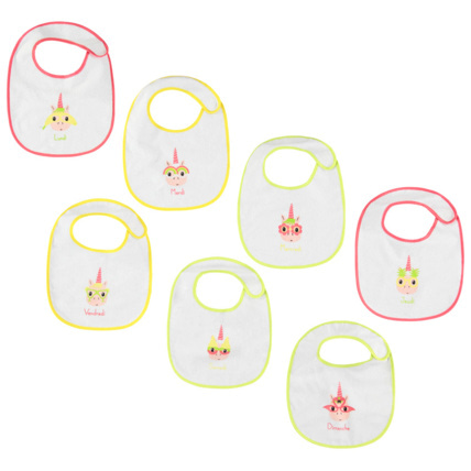 Avis Lot de 7 bavoirs en éponge motif licorne - Blanc Prémaman 1
