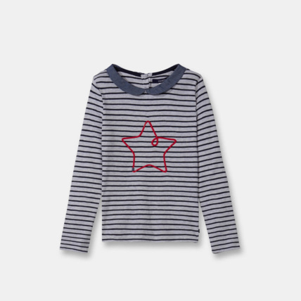 Avis T-shirt col Claudine bleu fille OKAIDI 1