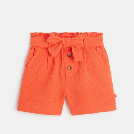 Avis Short en gaze de coton orange fille OKAIDI 1