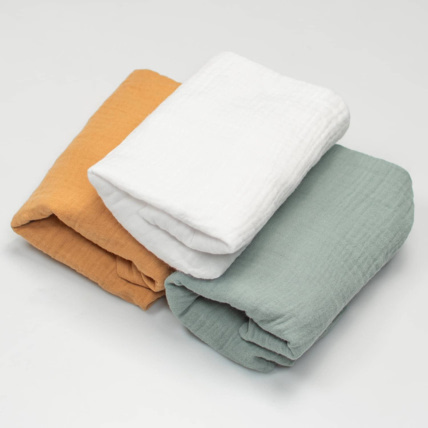 Avis Lot de 3 Draps housses couffin en gaze de coton, Uni Sevira Kids 5