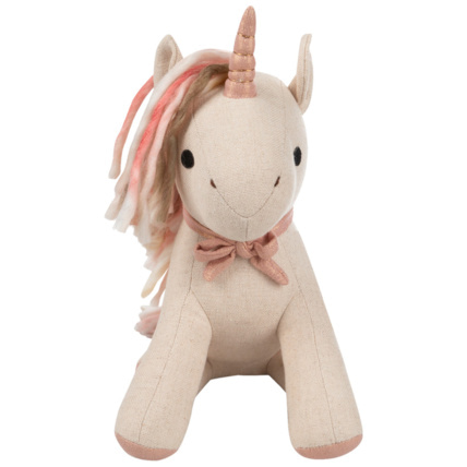Avis Peluche licorne en toile à crinière tressée Prémaman 1
