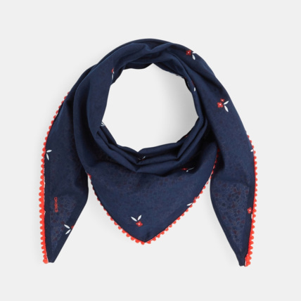 Avis Foulard triangle imprimé à pompons bleu fille OKAIDI 1