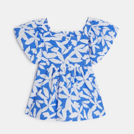 Avis Blouse imprimée à manches papillon bleue fille OKAIDI 2