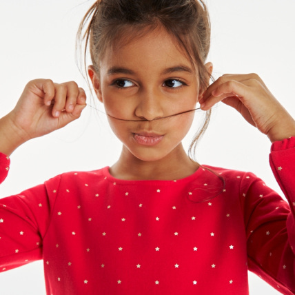 Avis Robe molleton imprimé étoiles rouge fille OKAIDI 1