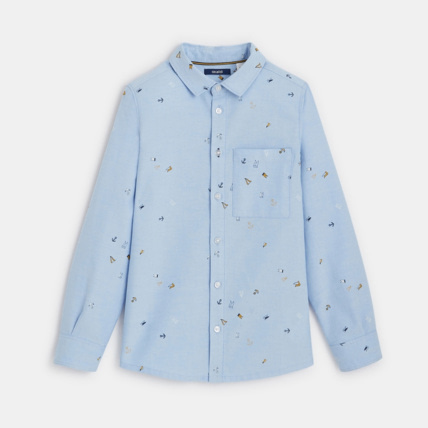 Avis Chemise à petits motifs imprimés bleue garçon OKAIDI 1