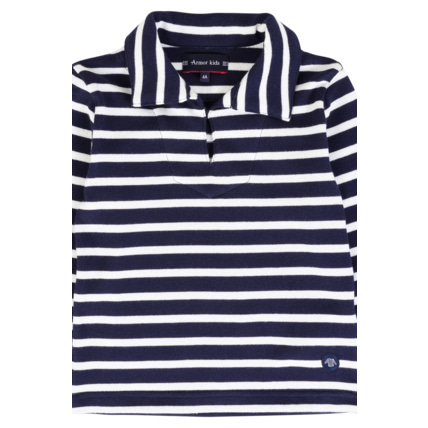 Avis Sweat col vareuse Kids - coton rustique - Marine Deep/Milk ARMOR-LUX 2