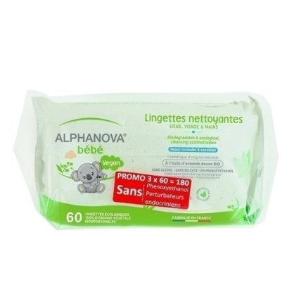 Avis 3 paquets de 60 lingettes biodégradables ALPHANOVA 1