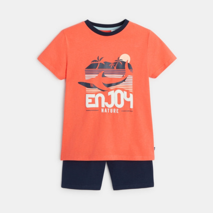 Avis Pyjama d'été à message "Enjoy nature" orange garçon OKAIDI 1