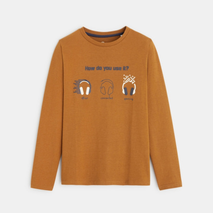 Avis T-shirt manches longues à message "musique" orange garçon OKAIDI 2