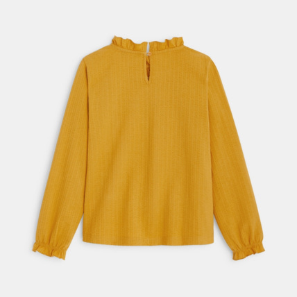 Avis Blouse unie à col volanté jaune fille OKAIDI 3