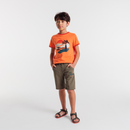 Avis T-shirt maille piquée à motif orange garçon OKAIDI 1