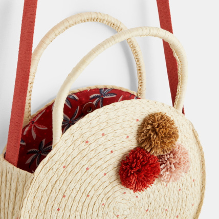 Avis Sac rond en paille à pompons orange fille OKAIDI 3