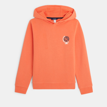 Avis Sweat-shirt à capuche orange garçon OKAIDI 1